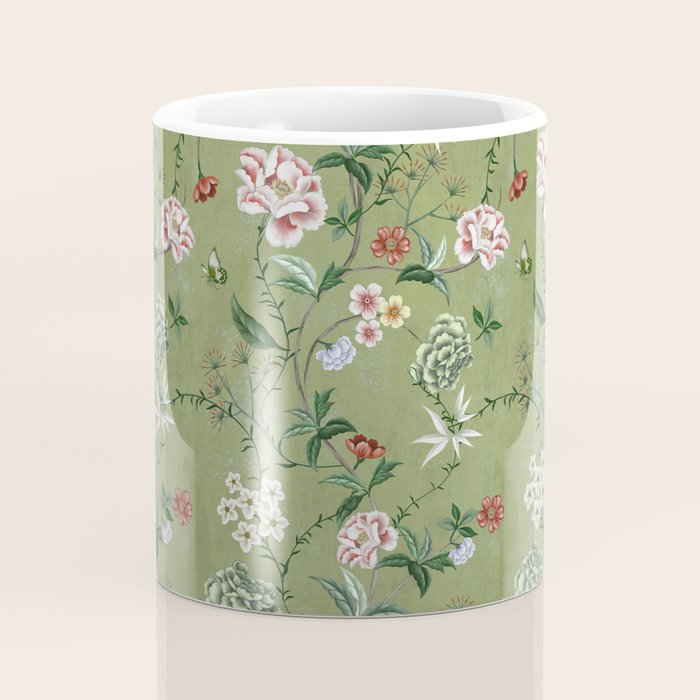 Chinoiserie Regency green, florals Coffee Mug Gallery Image 4