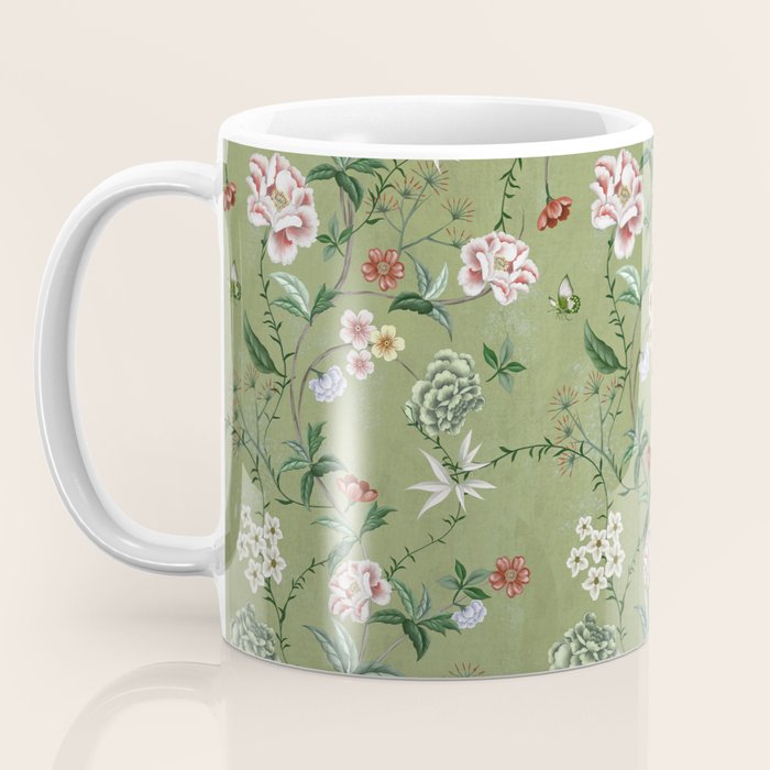 Chinoiserie Regency green, florals Coffee Mug Gallery Image 3