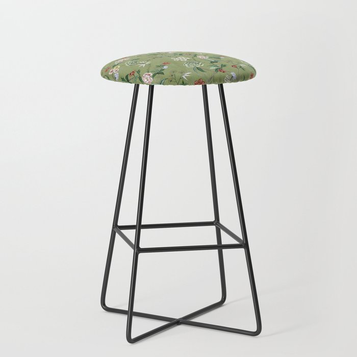 Chinoiserie Regency green, florals Stool Gallery Image 1