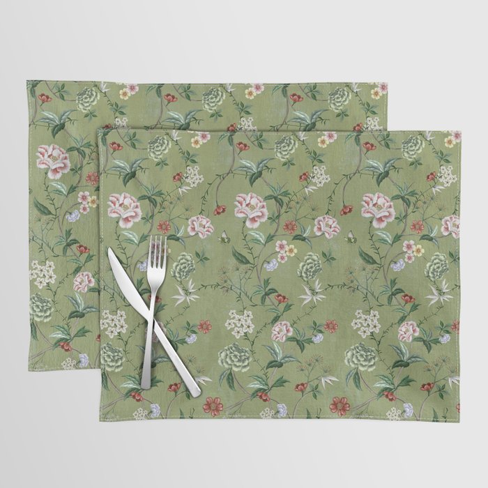 Chinoiserie Regency green, florals Placemat Gallery Image 1