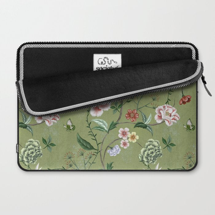 Chinoiserie Regency green, florals Laptop Sleeve Gallery Image 2