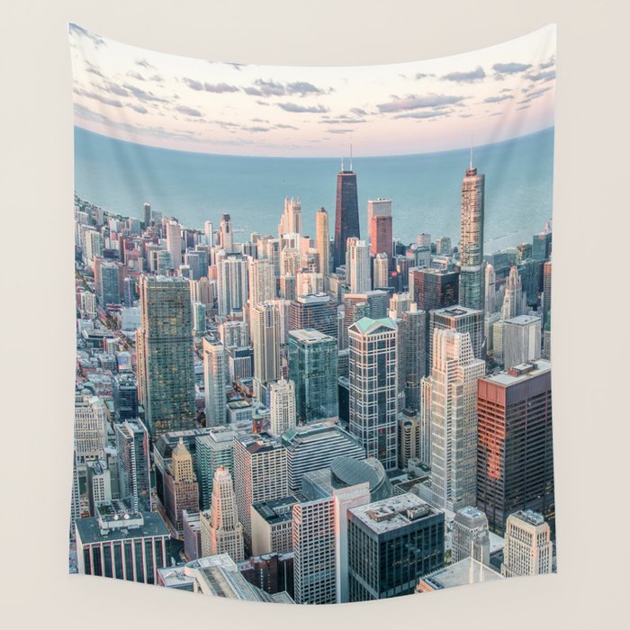 CHICAGO CITY SKYLINE Wall Tapestry Gallery Image 4