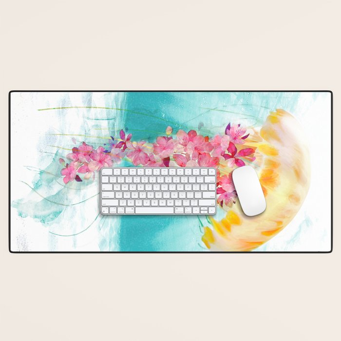 Jellyfish with Flowers Desk Mat Gallery Image 1