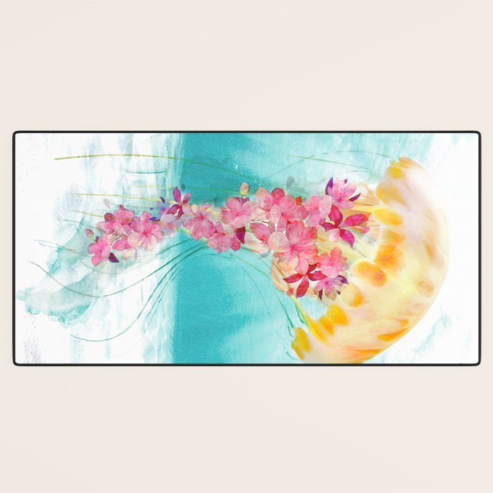 Jellyfish with Flowers Desk Mat Gallery Image 3