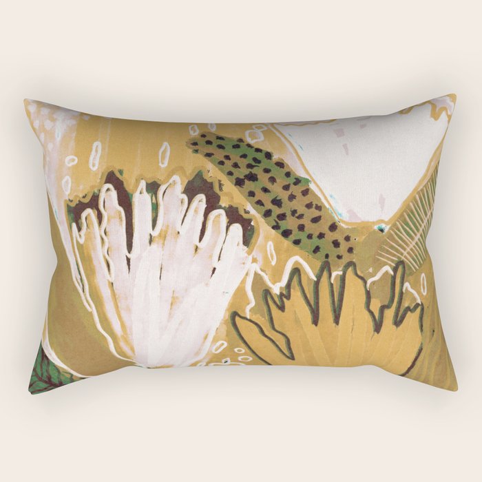 Magic Wildflowers / Yellow & Green Rectangular Pillow Gallery Image 1
