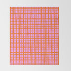 Retro Picnic Plaid Pattern Pink Orange Throw Blanket Gallery Image 2