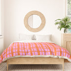 Retro Picnic Plaid Pattern Pink Orange Duvet Cover Gallery Image 3