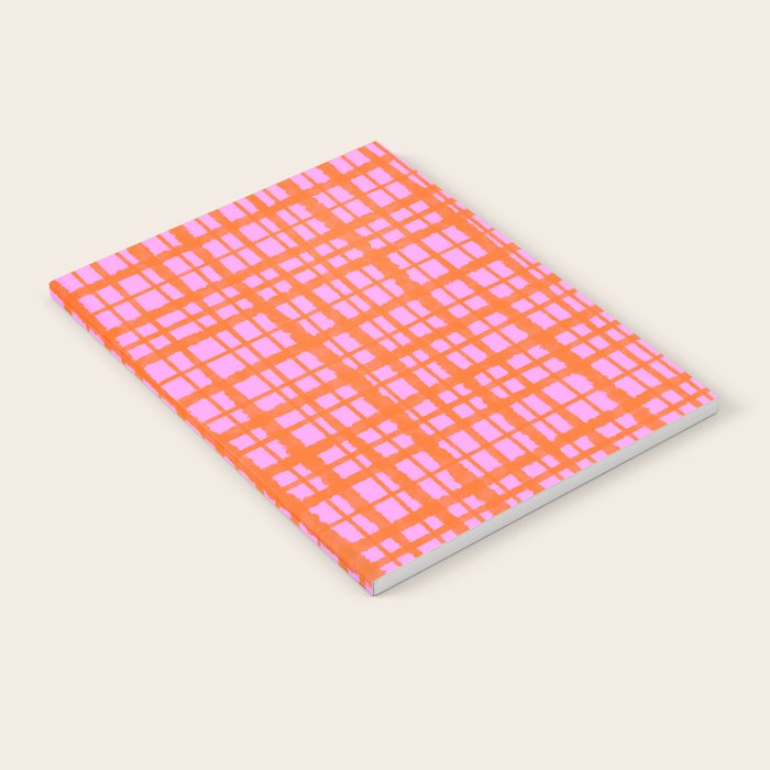 Retro Picnic Plaid Pattern Pink Orange Notebook Gallery Image 1