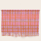 Retro Picnic Plaid Pattern Pink Orange Wall Hanging Gallery Image 1