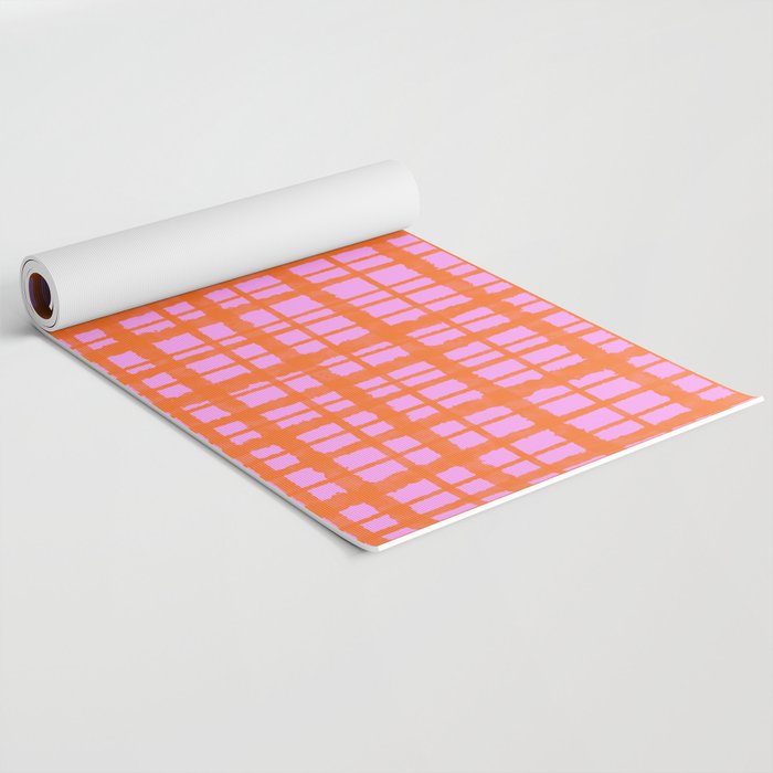 Retro Picnic Plaid Pattern Pink Orange Yoga Mat Gallery Image 2