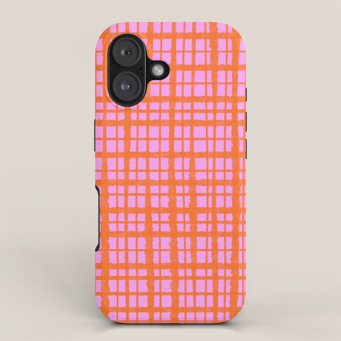 Retro Picnic Plaid Pattern Pink Orange iPhone Case Gallery Image 1