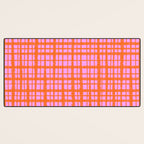 Retro Picnic Plaid Pattern Pink Orange Desk Mat Gallery Image 3