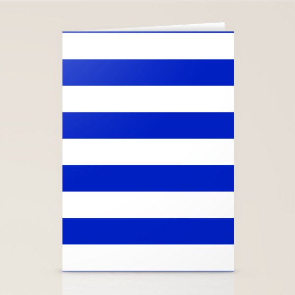 Cobalt Blue and White Wide Cabana Tent Stripe Stationery Card Gallery Image 2