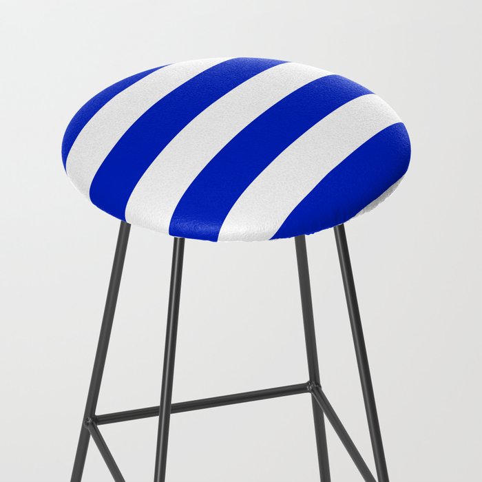 Cobalt Blue and White Wide Cabana Tent Stripe Stool Gallery Image 2