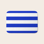 Cobalt Blue and White Wide Cabana Tent Stripe Bath Mat Gallery Image 1