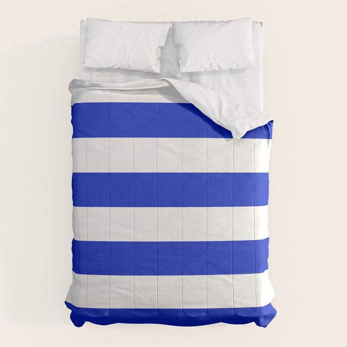 Cobalt Blue and White Wide Cabana Tent Stripe Comforter Gallery Image 6