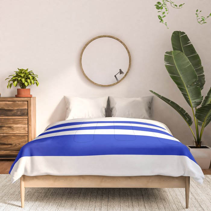 Cobalt Blue and White Wide Cabana Tent Stripe Comforter Gallery Image 3