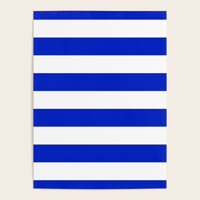 Cobalt Blue and White Wide Cabana Tent Stripe Poster Gallery Image 4