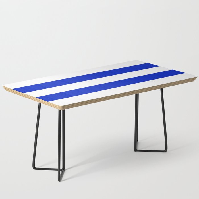 Cobalt Blue and White Wide Cabana Tent Stripe Coffee Table Gallery Image 1