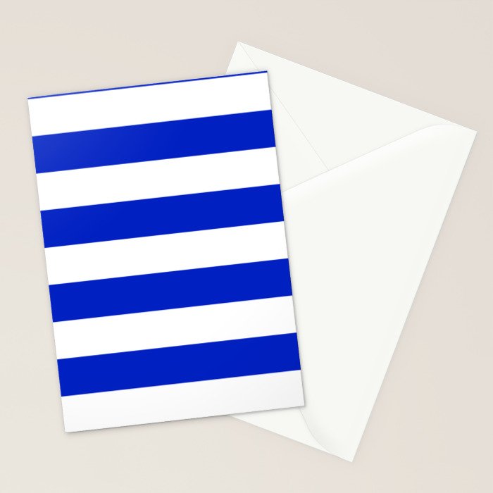 Cobalt Blue and White Wide Cabana Tent Stripe Stationery Card Gallery Image 2