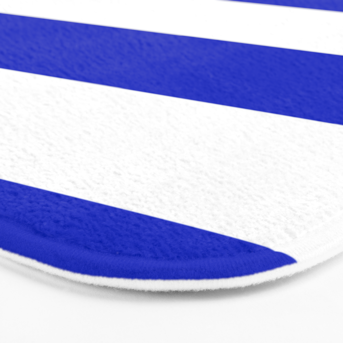 Cobalt Blue and White Wide Cabana Tent Stripe Bath Mat Gallery Image 3