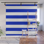 Cobalt Blue and White Wide Cabana Tent Stripe Wall Mural Gallery Image 1