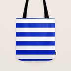 Cobalt Blue and White Wide Cabana Tent Stripe Tote Bag Gallery Image 1