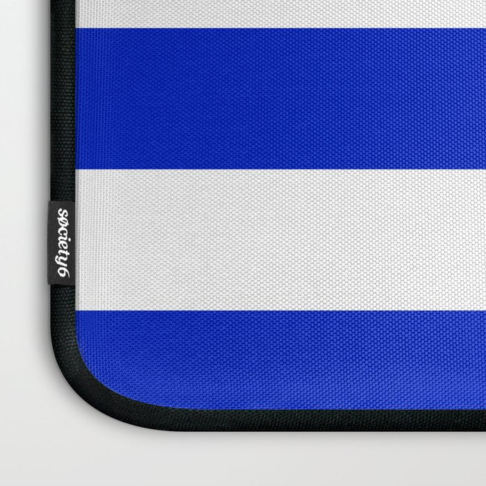 Cobalt Blue and White Wide Cabana Tent Stripe Laptop Sleeve Gallery Image 3