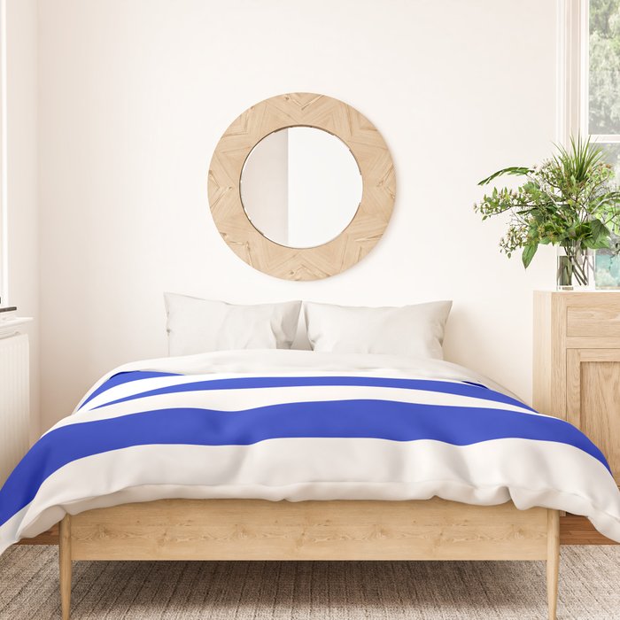 Cobalt Blue and White Wide Cabana Tent Stripe Duvet Cover Gallery Image 3
