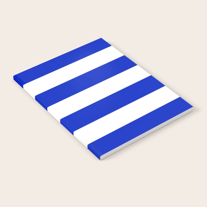 Cobalt Blue and White Wide Cabana Tent Stripe Notebook Gallery Image 1