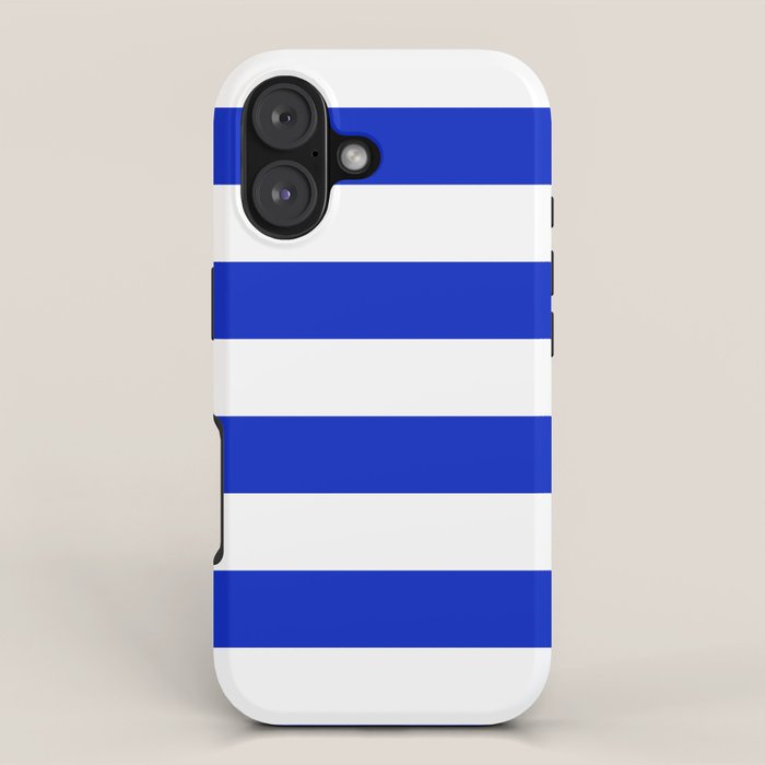 Cobalt Blue and White Wide Cabana Tent Stripe iPhone Case Gallery Image 1