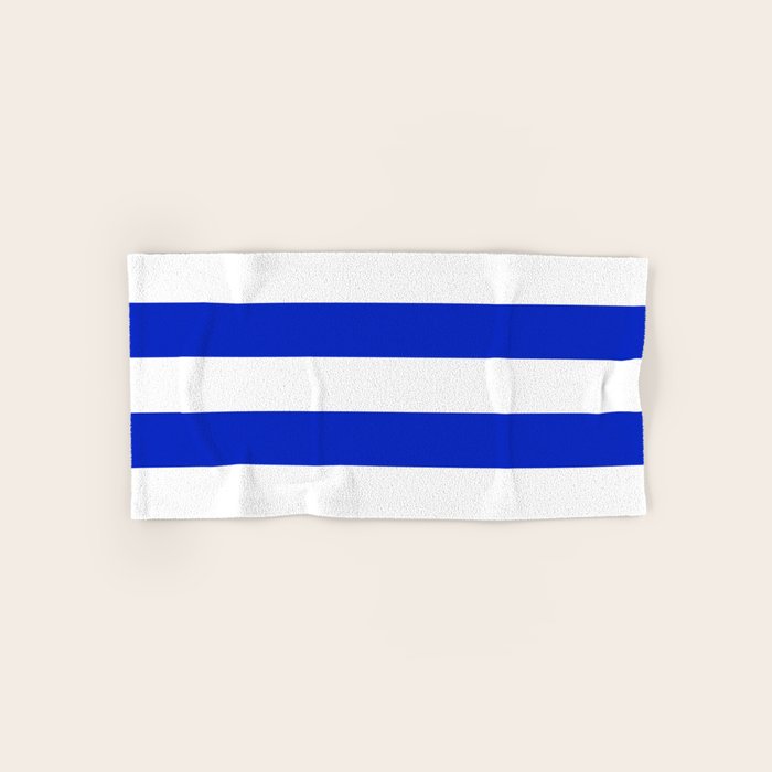 Cobalt Blue and White Wide Cabana Tent Stripe Towels Gallery Image 1