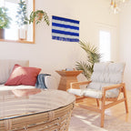 Cobalt Blue and White Wide Cabana Tent Stripe Wall Hanging Gallery Image 2