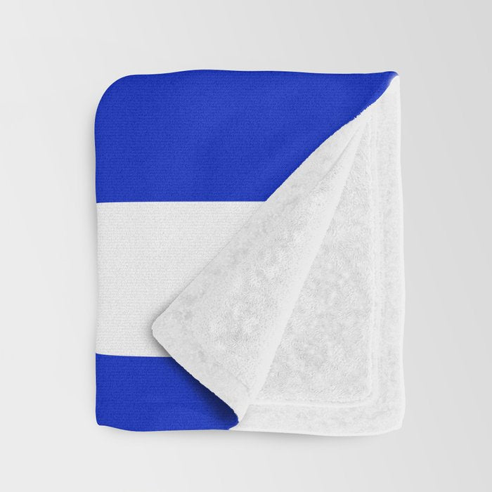 Cobalt Blue and White Wide Cabana Tent Stripe Throw Blanket Gallery Image 3