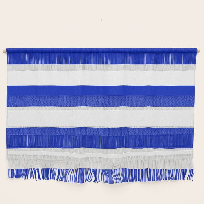 Cobalt Blue and White Wide Cabana Tent Stripe Wall Hanging Gallery Image 1