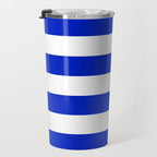 Cobalt Blue and White Wide Cabana Tent Stripe Travel Mug Gallery Image 3