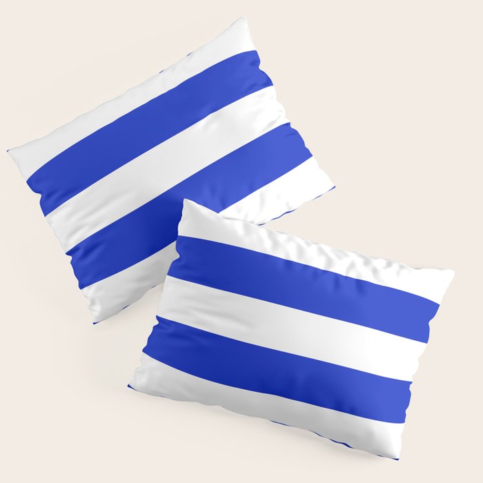 Cobalt Blue and White Wide Cabana Tent Stripe Pillow Sham Gallery Image 1