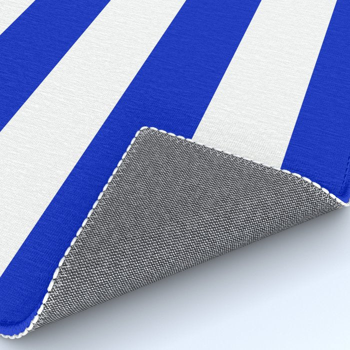 Cobalt Blue and White Wide Cabana Tent Stripe Rug Gallery Image 4