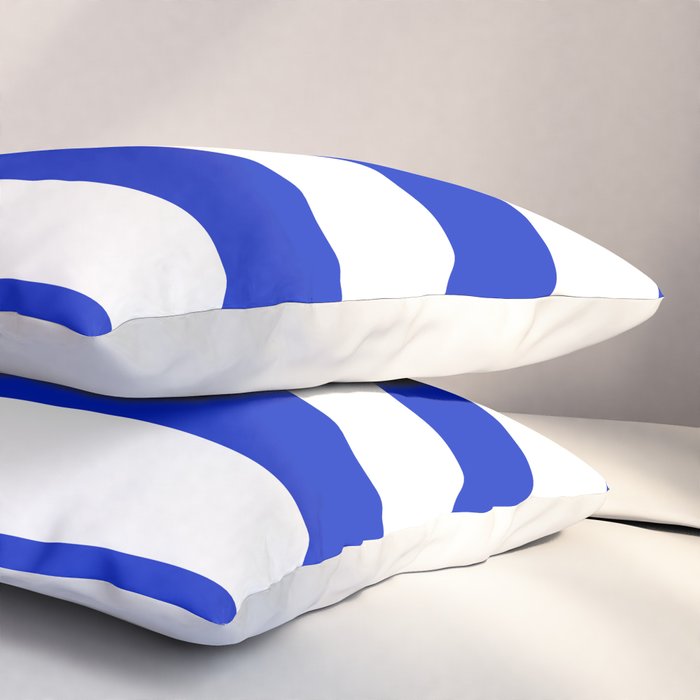 Cobalt Blue and White Wide Cabana Tent Stripe Pillow Sham Gallery Image 3