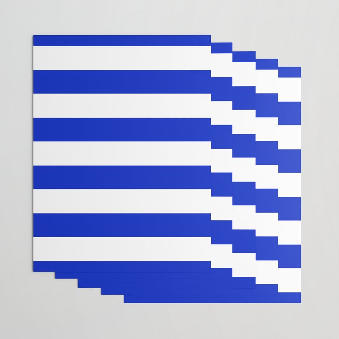 Cobalt Blue and White Wide Cabana Tent Stripe Wrapping Paper Gallery Image 3