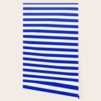 Cobalt Blue and White Wide Cabana Tent Stripe Wallpaper Gallery Image 2