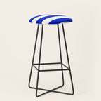 Cobalt Blue and White Wide Cabana Tent Stripe Stool Gallery Image 1