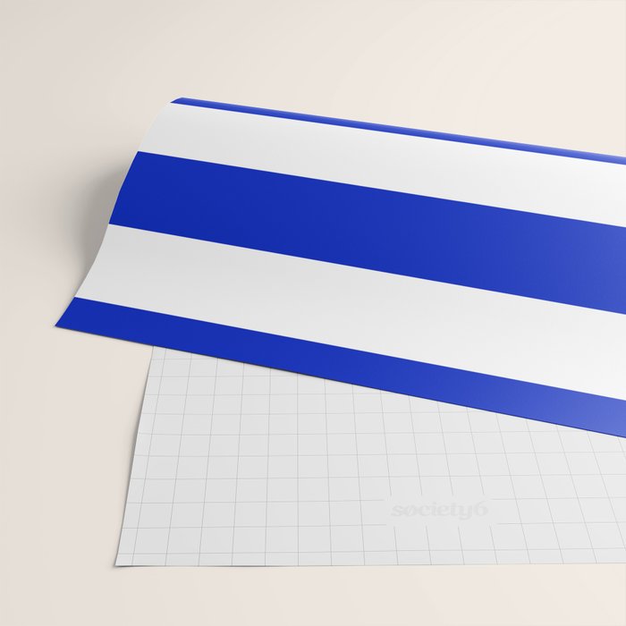 Cobalt Blue and White Wide Cabana Tent Stripe Wrapping Paper Gallery Image 2