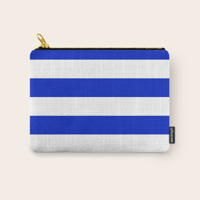 Cobalt Blue and White Wide Cabana Tent Stripe Carry All Pouch Gallery Image 1