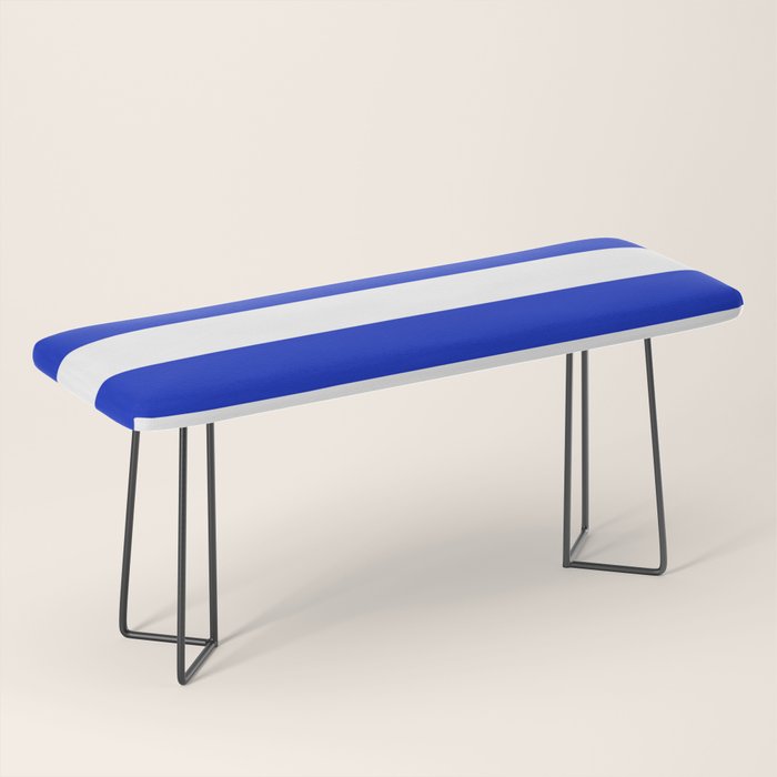 Cobalt Blue and White Wide Cabana Tent Stripe Bench Gallery Image 1