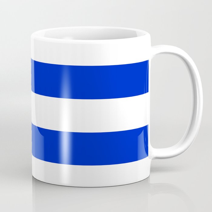 Cobalt Blue and White Wide Cabana Tent Stripe Coffee Mug Gallery Image 1