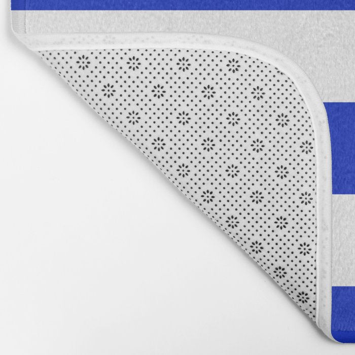 Cobalt Blue and White Wide Cabana Tent Stripe Bath Mat Gallery Image 2