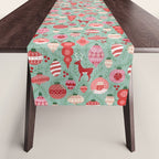 Mid-Century Ornaments in Red and Mint Table Runner Gallery Image 1