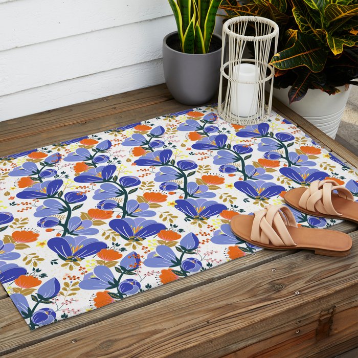 folk spring flowers no2 Outdoor Rug Gallery Image 2