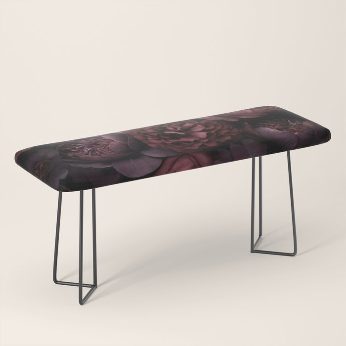 Victorian Grandeur Large Opulent Flowers Burgundy Red Bench Gallery Image 1